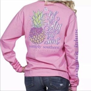 Simply Southern Salty Sweet Pink Tee Size Medium